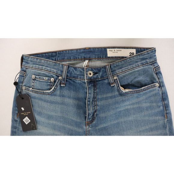 Rag & Bone Women's Sz 28 Blue Dre Low-Rise Raw Hem Slim Boyfriend Jeans $225 - Picture 3 of 6